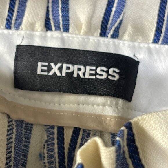 Express Women's Paper bag Trouser Pant Blue White Stripe High Rise Size 0 - Picture 5 of 9